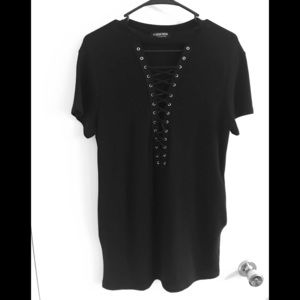 Lace Up Sweater Dress